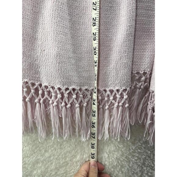 Lilly Pulitzer Size Large Tatum Cardigan Pink Fringe Hem Long Open Sweater - Picture 2 of 7